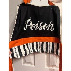 Target Halloween Poison Apron NWT Black White Orange Striped Kitchen Costume